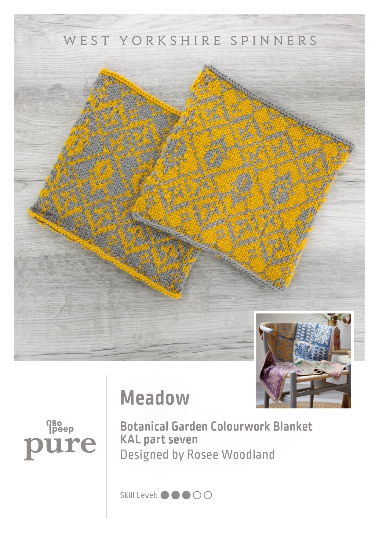 Bo Peep Pure Botanical Garden Blanket KAL - Meadow in West Yorkshire Spinners - WYSKAL07M - Downloadable PDF