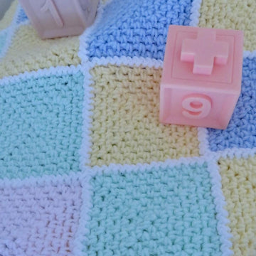 Pastel Colorblock Baby Blanket - Lion Brand Baby Soft (DK Weight)