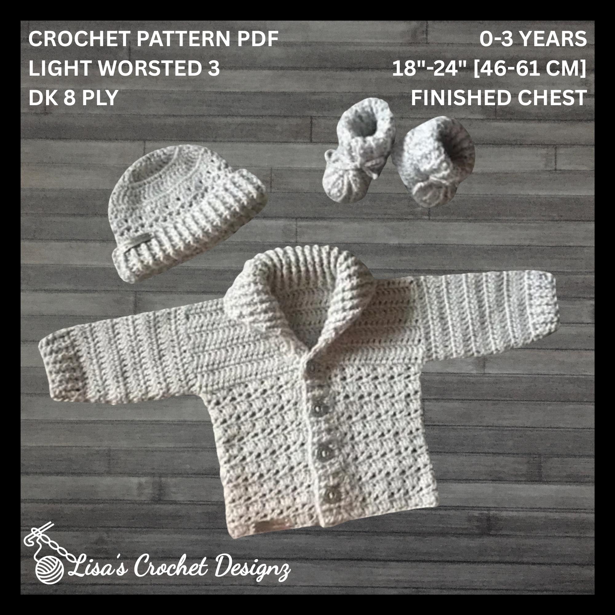 Corbin Newborn Cardigan Hat and Booties Set