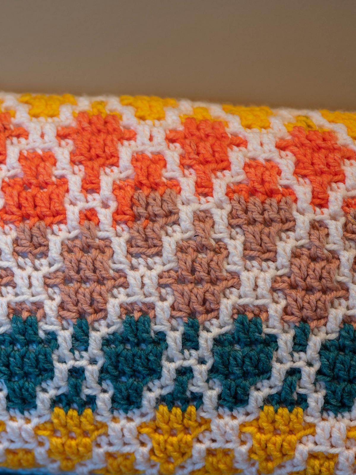 Mosaic Crochet Pillow Cover