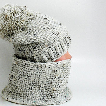 Chunky Slouchy Hat and Cowl Knit Look