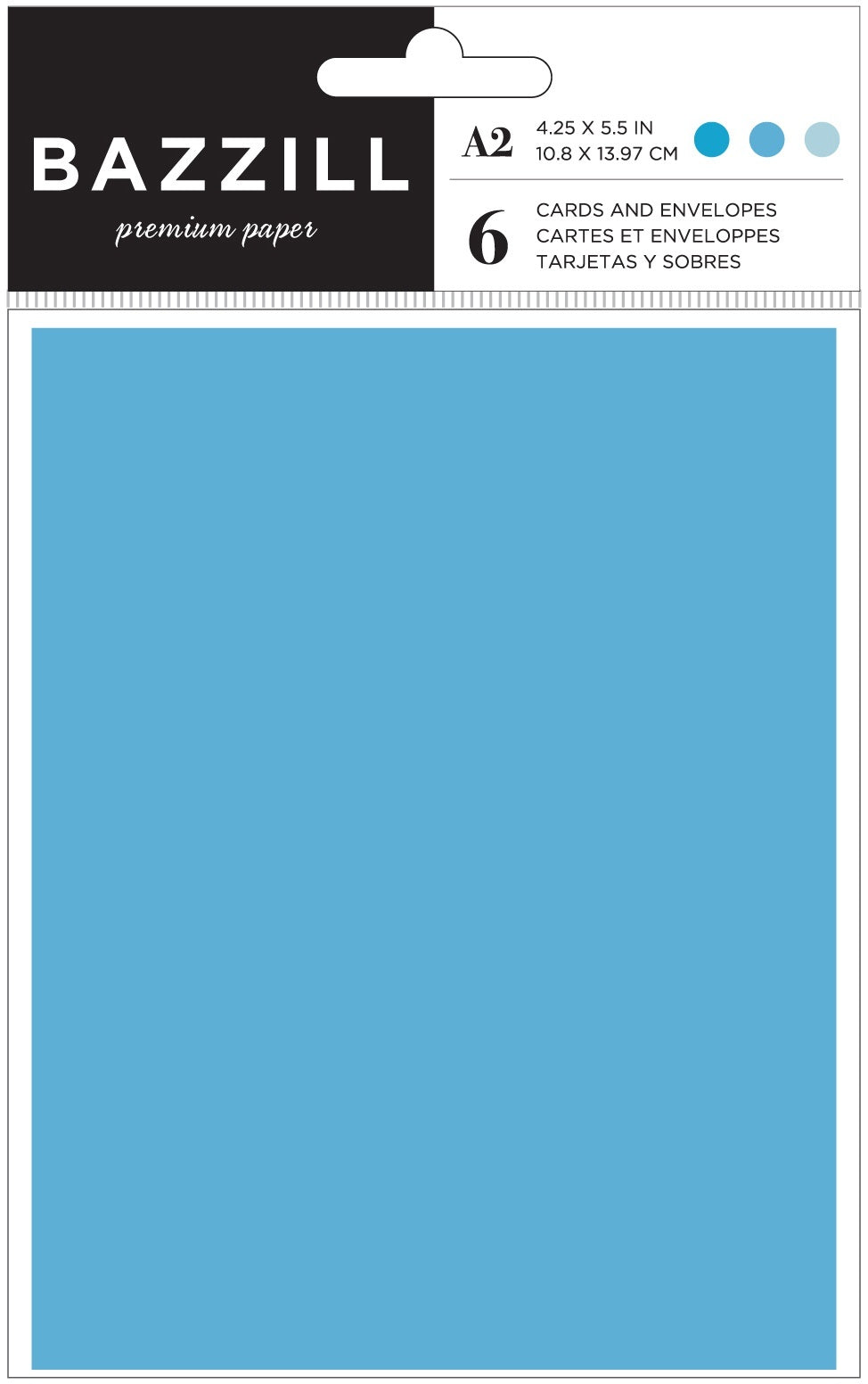 Bazzill Cards W/Envelopes 4.25"X5.5" 6/Pkg - Light Blues