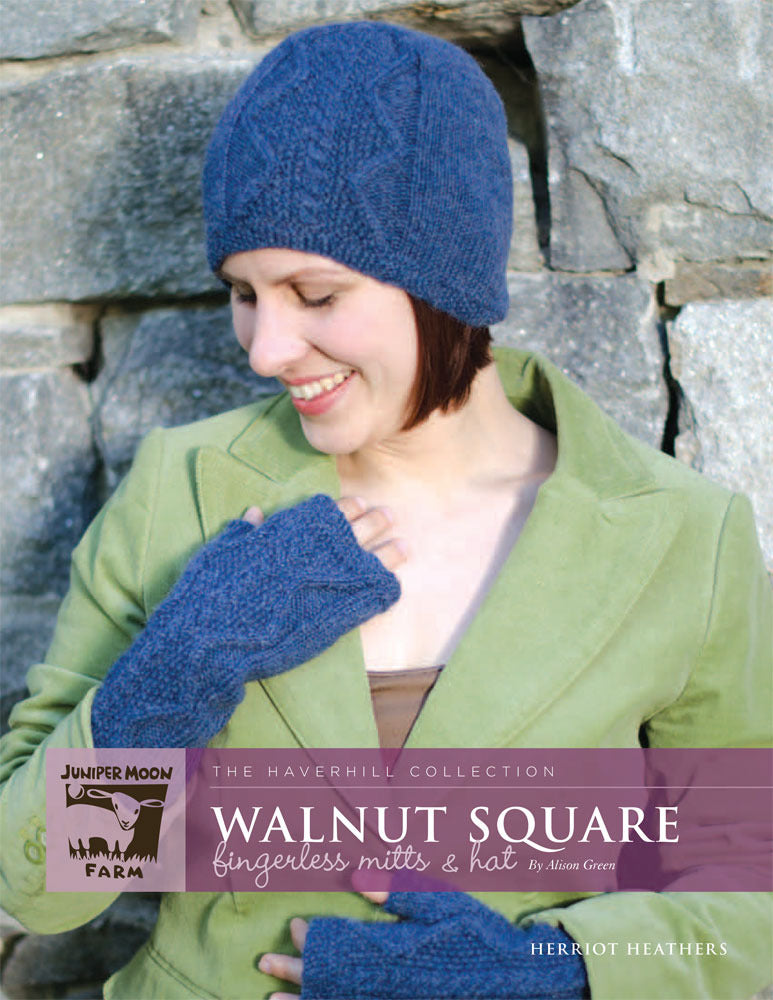 Walnut Square Fingerless Mitts & Hat in Juniper Moon Herriot - Downloadable PDF