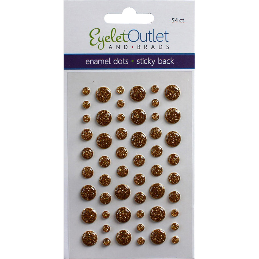 Eyelet Outlet Adhesive-Back Enamel Dots 54/Pkg - Glitter Gold