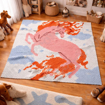 Horse Fire Blanket Fantasy Unicorn Throw C2C CROCHET PATTERN Bronco Afghan