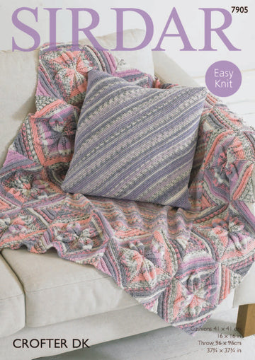 Cushion Cover and Leaf Throw in Sirdar Crofter DK - 7905 - Downloadable PDF