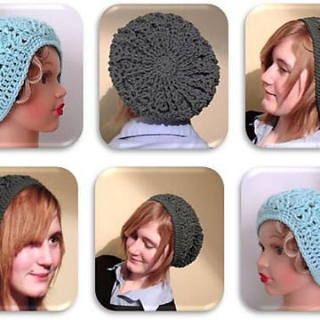 Hat with Cable & Eyelet Design - Slouch or Beanie