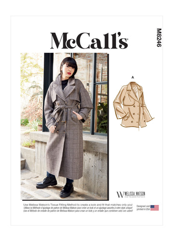 McCall's Misses' Jacket, Coat and Belt M8246 - Sewing Pattern