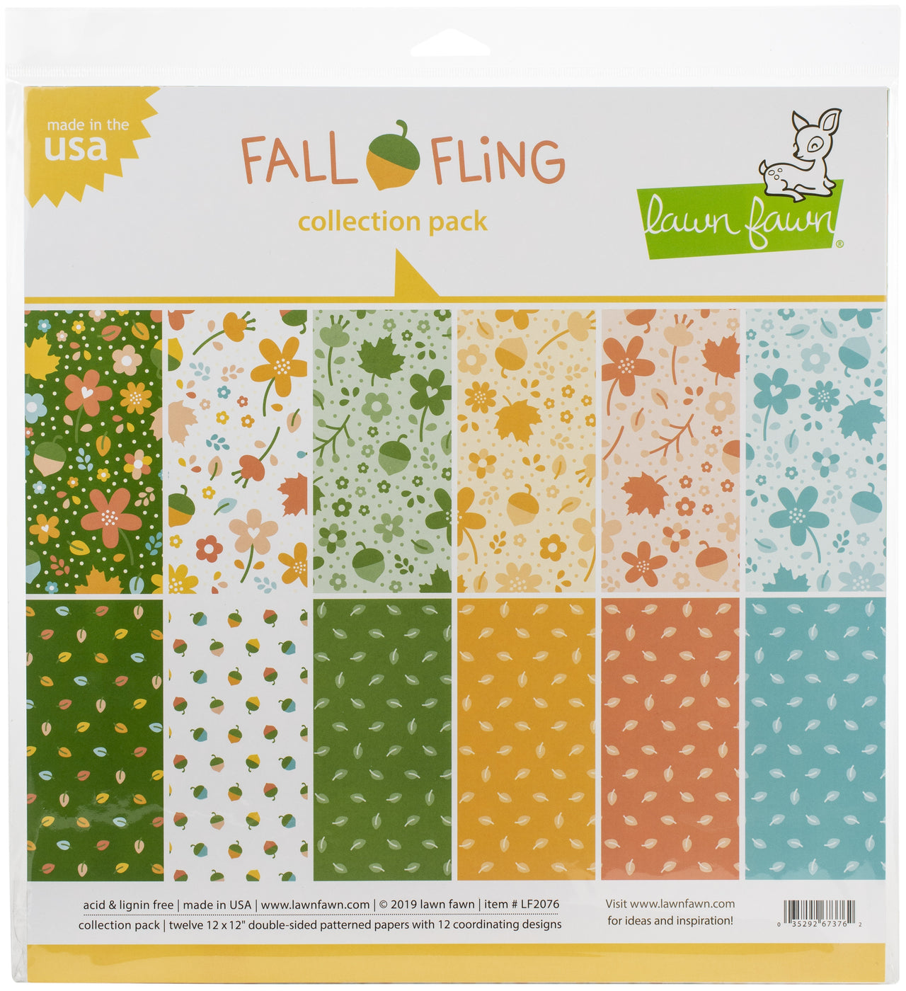Lawn Fawn Double-Sided Collection Pack 12"X12" 12/Pkg - Fall Fling 6 Designs/2 Each