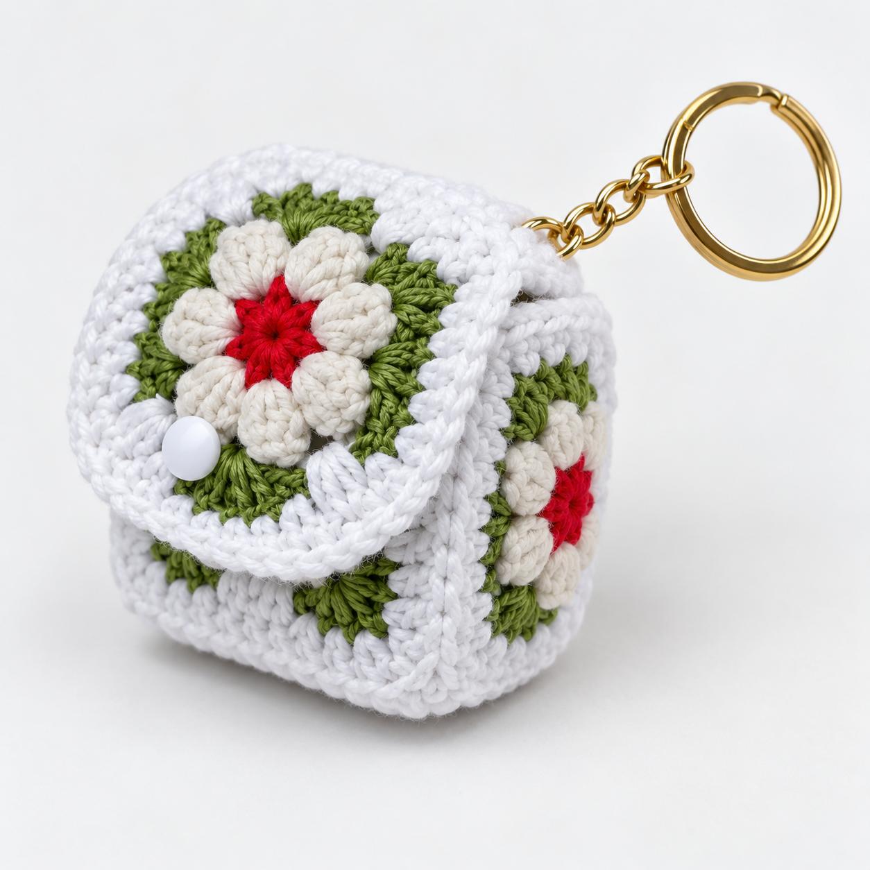 Crochet Earbud Bag Keychain Pattern – Mini Earphone Pouch PDF + Video Tutorial