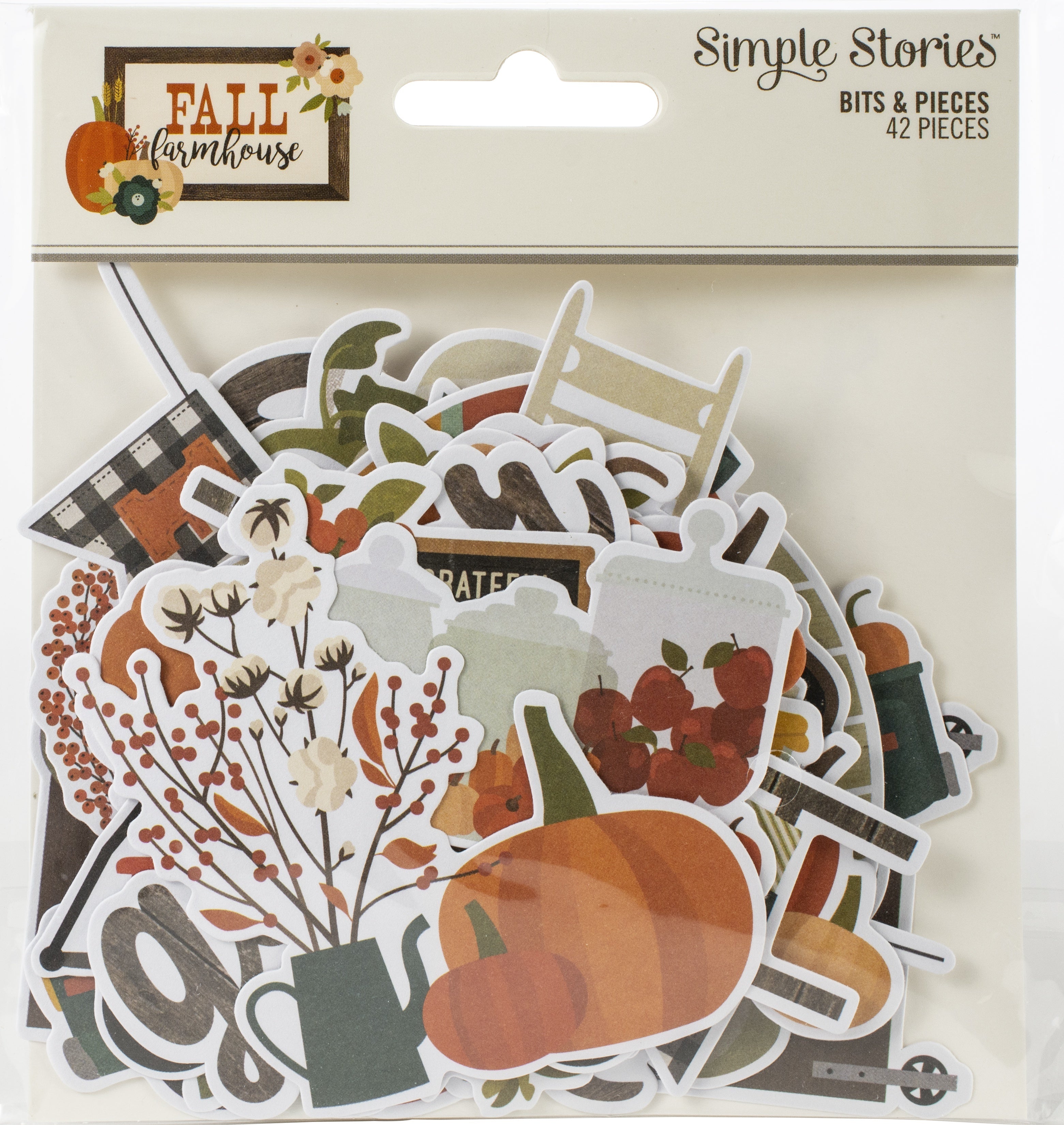 Simple Stories Fall Farmhouse Bits & Pieces Die-Cuts 42/Pkg - 600355