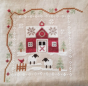 Little House Needleworks Farmhouse Christmas - Little Red Barn Cross Stitch Pattern