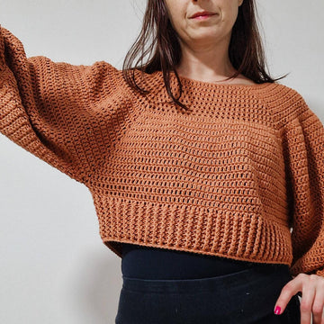 Double Crochet Crop Raglan Sweater