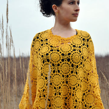 Sunflower crochet poncho tunic