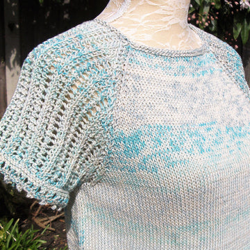 Summer Top with Lacy Raglan Sleeves & Shaped Lower Borders