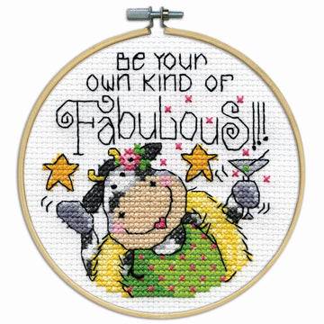 Design Works Fabulous with Hoop Cross Stitch Kit - 10cm x 10cm