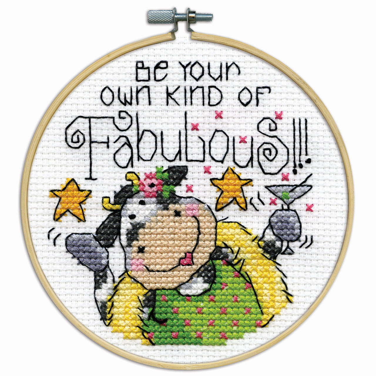 Design Works Fabulous with Hoop Cross Stitch Kit - 10cm x 10cm
