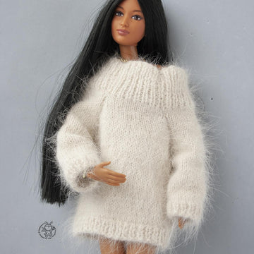 Sweater for 12" dolls knitted flat