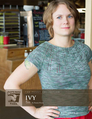 Ivy Laced Yoke Tee in Juniper Moon Findley DK Dappled - Downloadable PDF