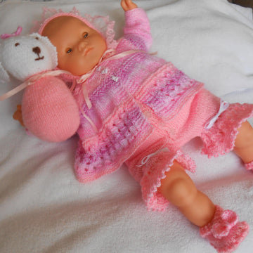 Penelope Puppy Newborn 16-19" Reborn Matinee Jacket Shorts Har Shoes Set Knitting Pattern