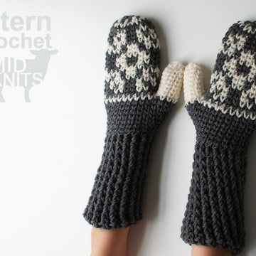 Floral Fair Isle Crochet Mittens (2016002)