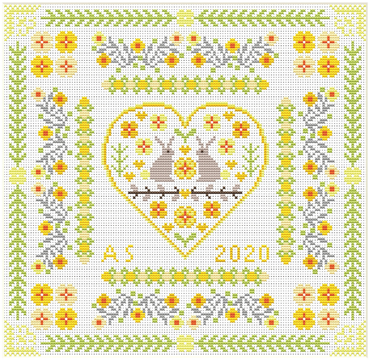 Riverdrift House Bunny Heart Sampler Cross Stitch Kit