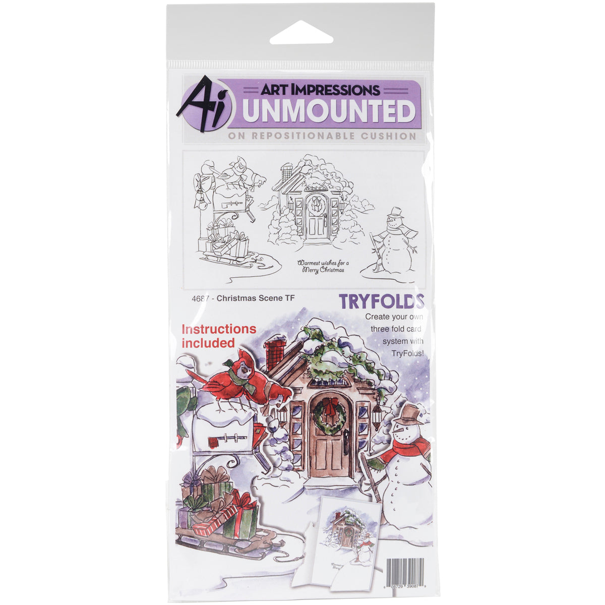 Art Impressions TryFolds Cling Rubber Stamps - Christmas Scene