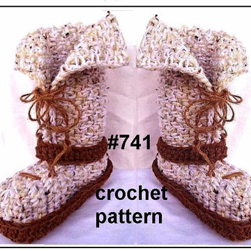 741 CROCHET BOOT SLIPPERS, Adult s, m, l