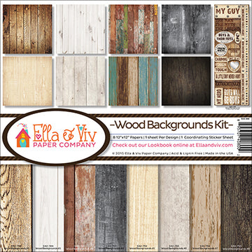 Reminisce Ella & Viv Collection Kit 12"X12" - Wood Backgrounds