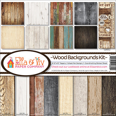 Reminisce Ella & Viv Collection Kit 12"X12" - Wood Backgrounds