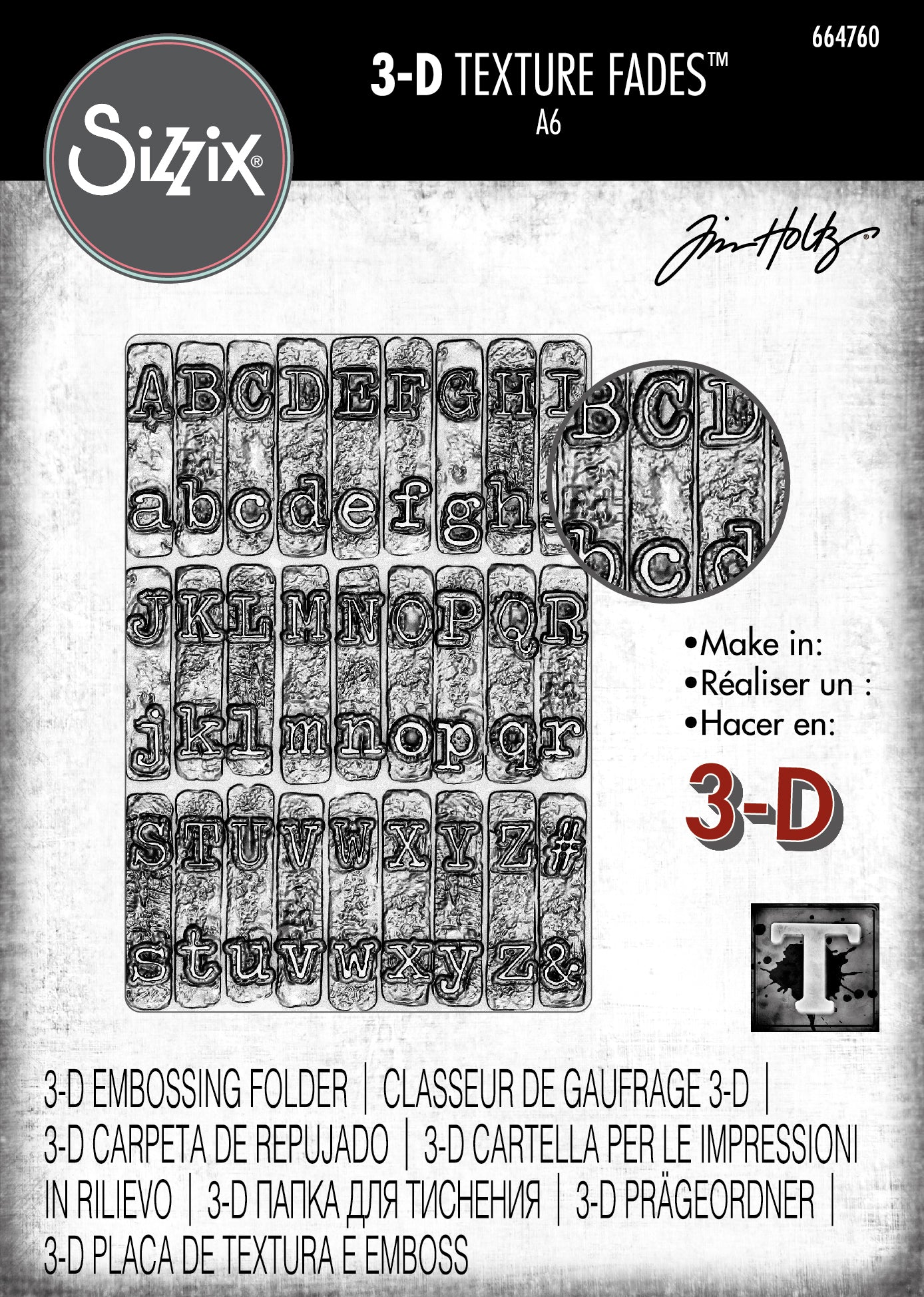 Sizzix 3-D Texture Fades Embossing Folder - Typewriter by Tim Holtz