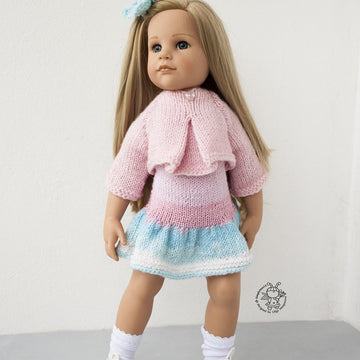 Outfit Flower knitting flat for 18 in doll