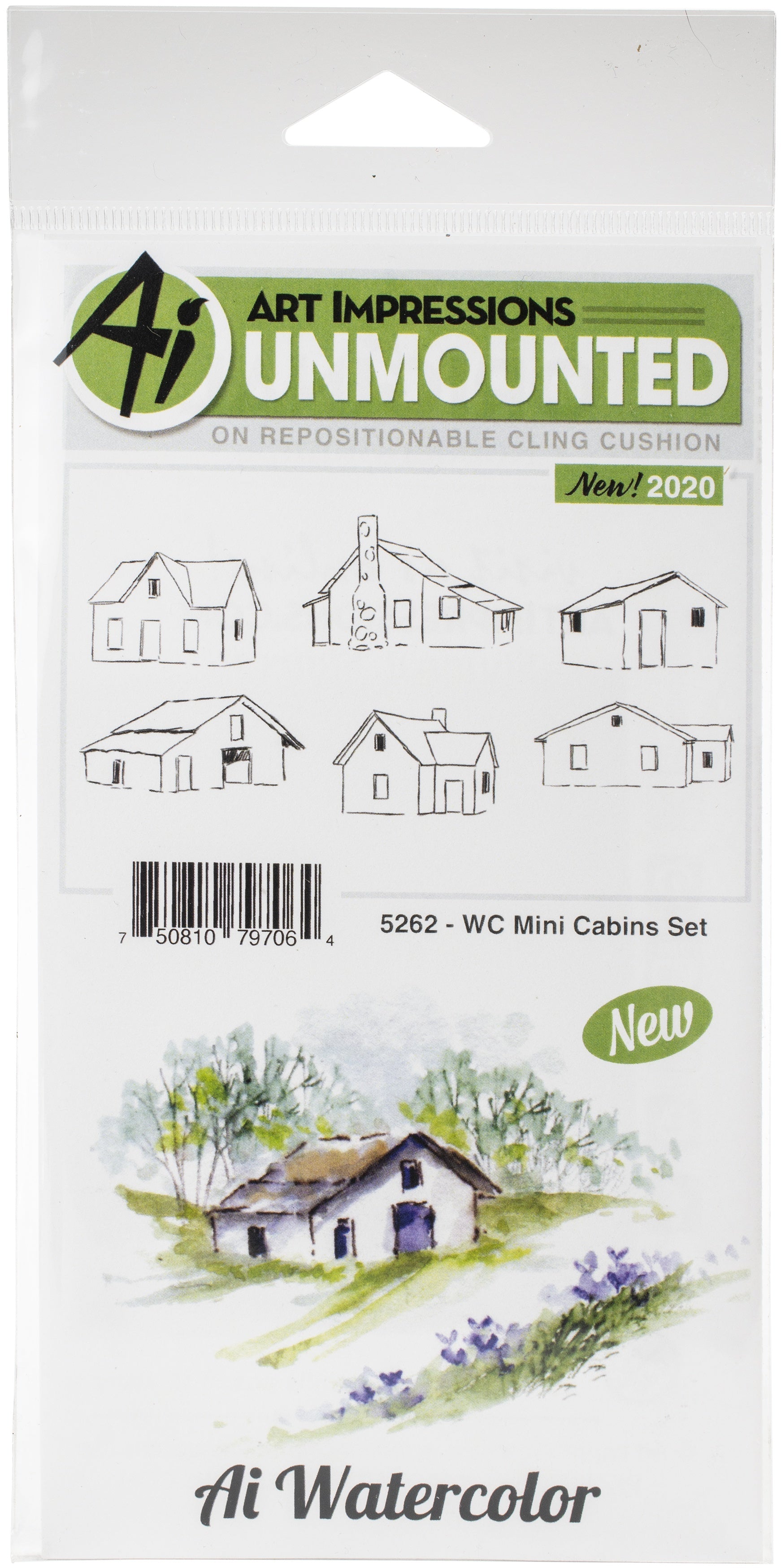 Art Impressions Watercolor Cling Rubber Stamps - WC Mini Cabins