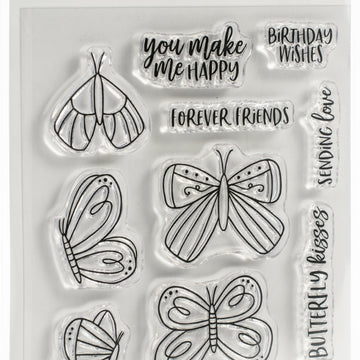Jane's Doodles Clear Stamps 4"X6" - Doodle Butterflies