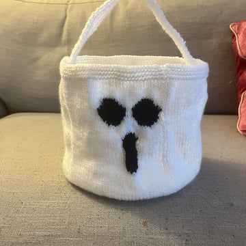 Ghost trick or treat knit bucket bag