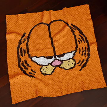 C2C CROCHET PATTERN Garfield Orange Cat Blanket Funny Cartoon Graph Throw