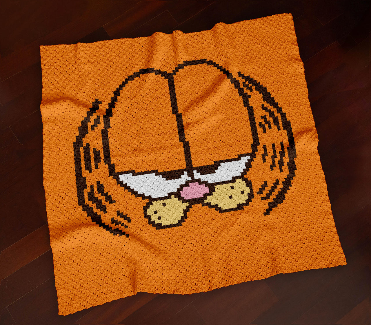 C2C CROCHET PATTERN Garfield Orange Cat Blanket Funny Cartoon Graph Throw