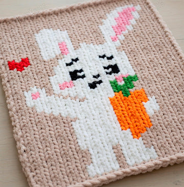 Free Bunny Finger Blanket Knitting Pattern