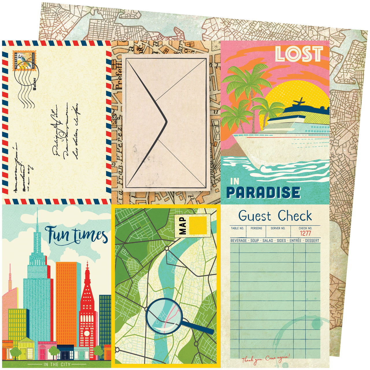 American Crafts Vicki Boutin Let's Wander Double-Sided Cardstock 12"X12" 25/Pkg - Lost In Paradise