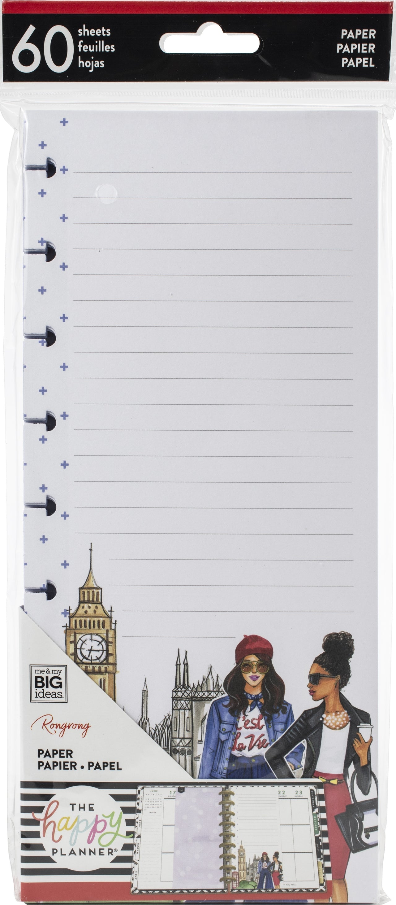 Happy Planner X Rongrong Fill Paper Half Sheet 60/Pkg - Lined Sheet