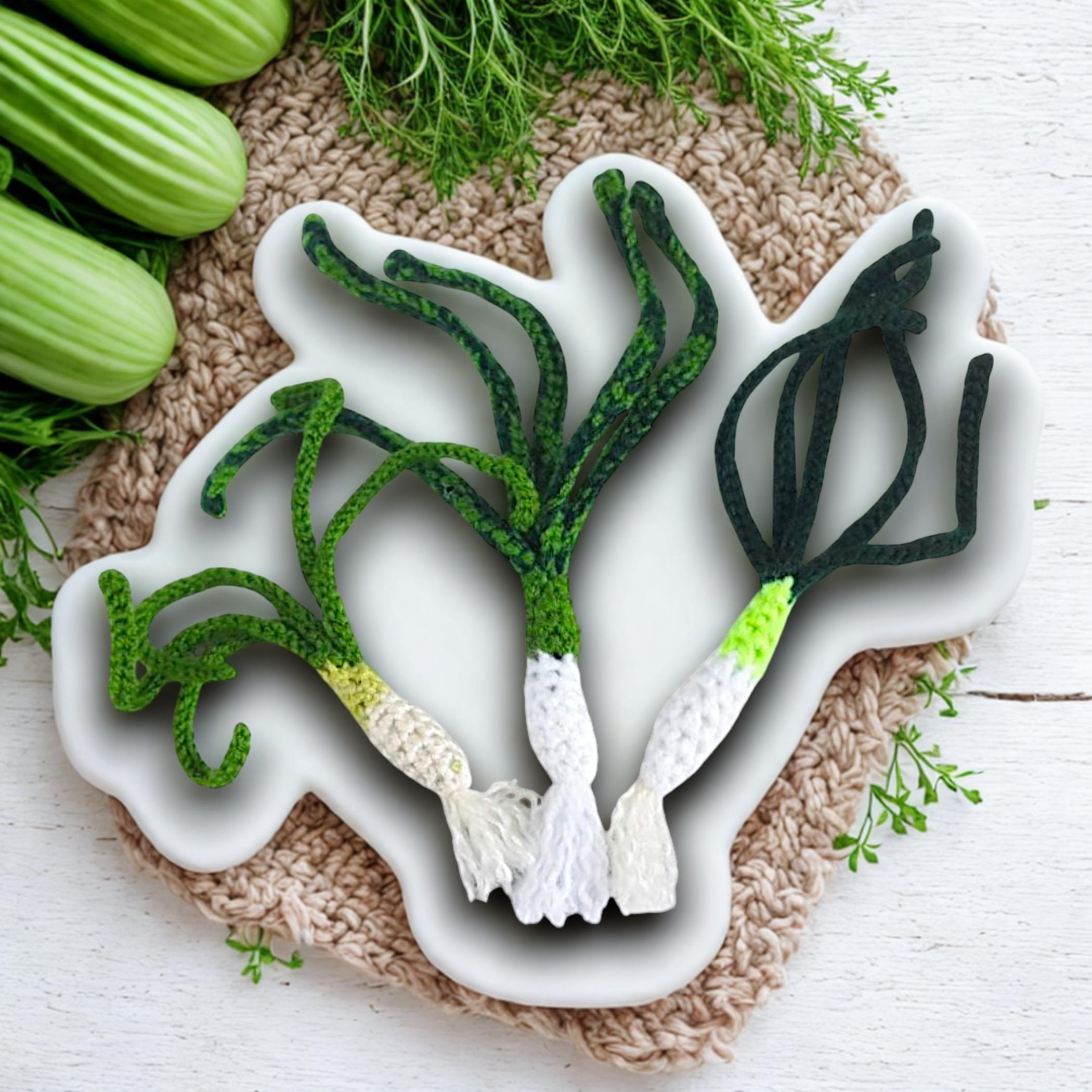 Green Onion Crochet Food: Miniature Vegetable Crochet Pattern (PDF)