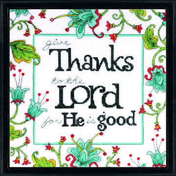 Design Works Give Thanks Cross Stitch Kit - 25cm x 25cm