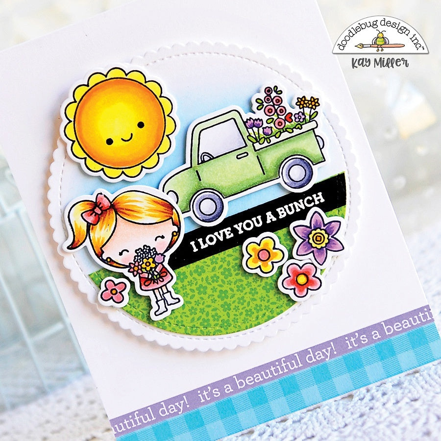 Doodlebug Clear Doodle Stamps - Flower Girl