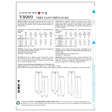Vogue Misses' Pants V8909 - Sewing Pattern