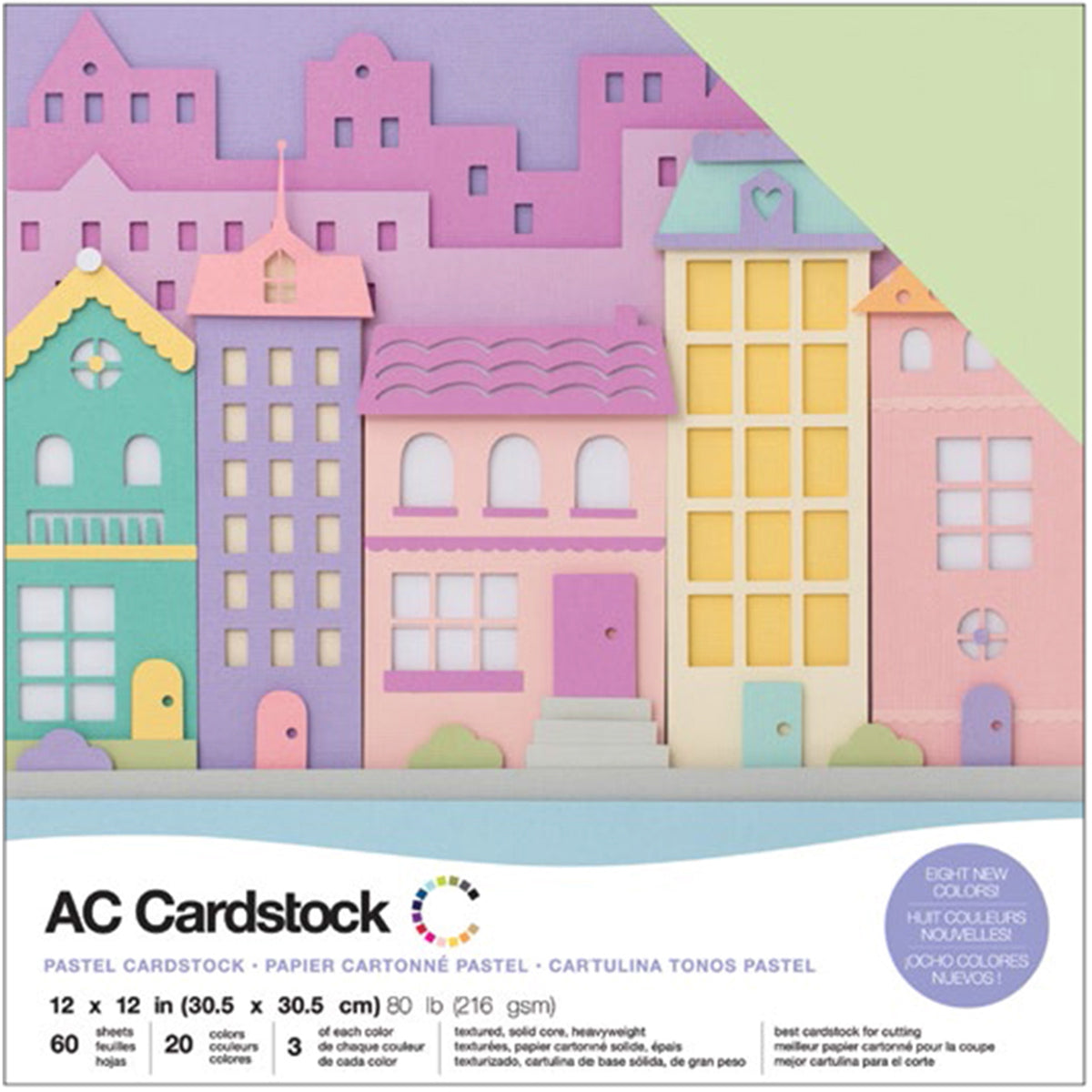 American Crafts Variety Cardstock Pack 12"X12" 60/Pkg - Pastels