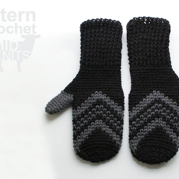 Fair Isle Crochet Chevron Mittens (2016004)