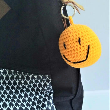 Crochet Happy Face Keyring / Bag charm