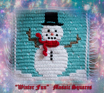 Winter Fun Mosaic Square - Silly Snowman