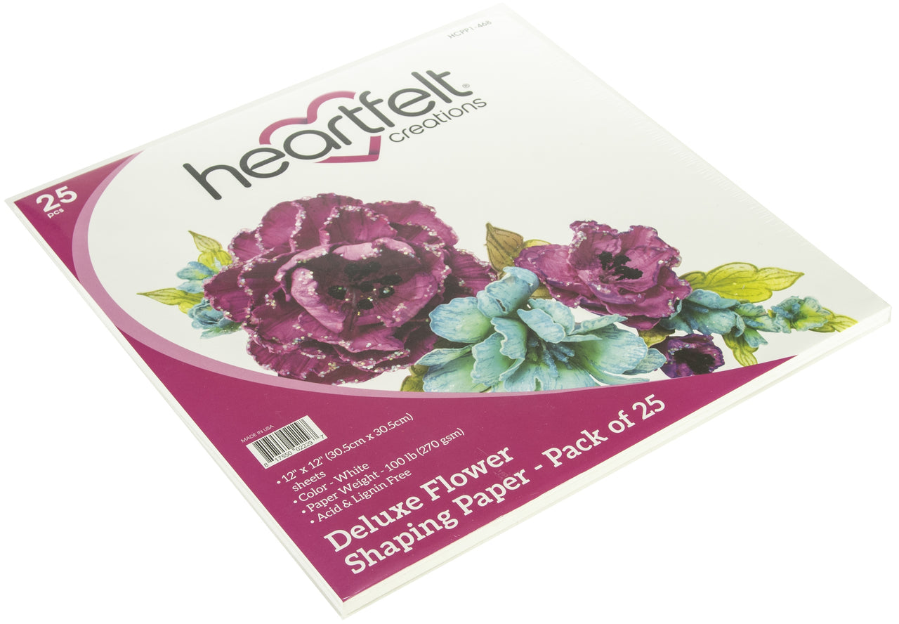 Heartfelt Creations Flower Shaping Paper 12"X12" 25/Pkg - White