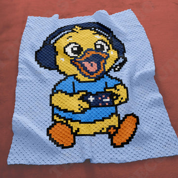 Baby Duck Gamer Blanket C2C Crochet Pattern Home Decor Digital Download